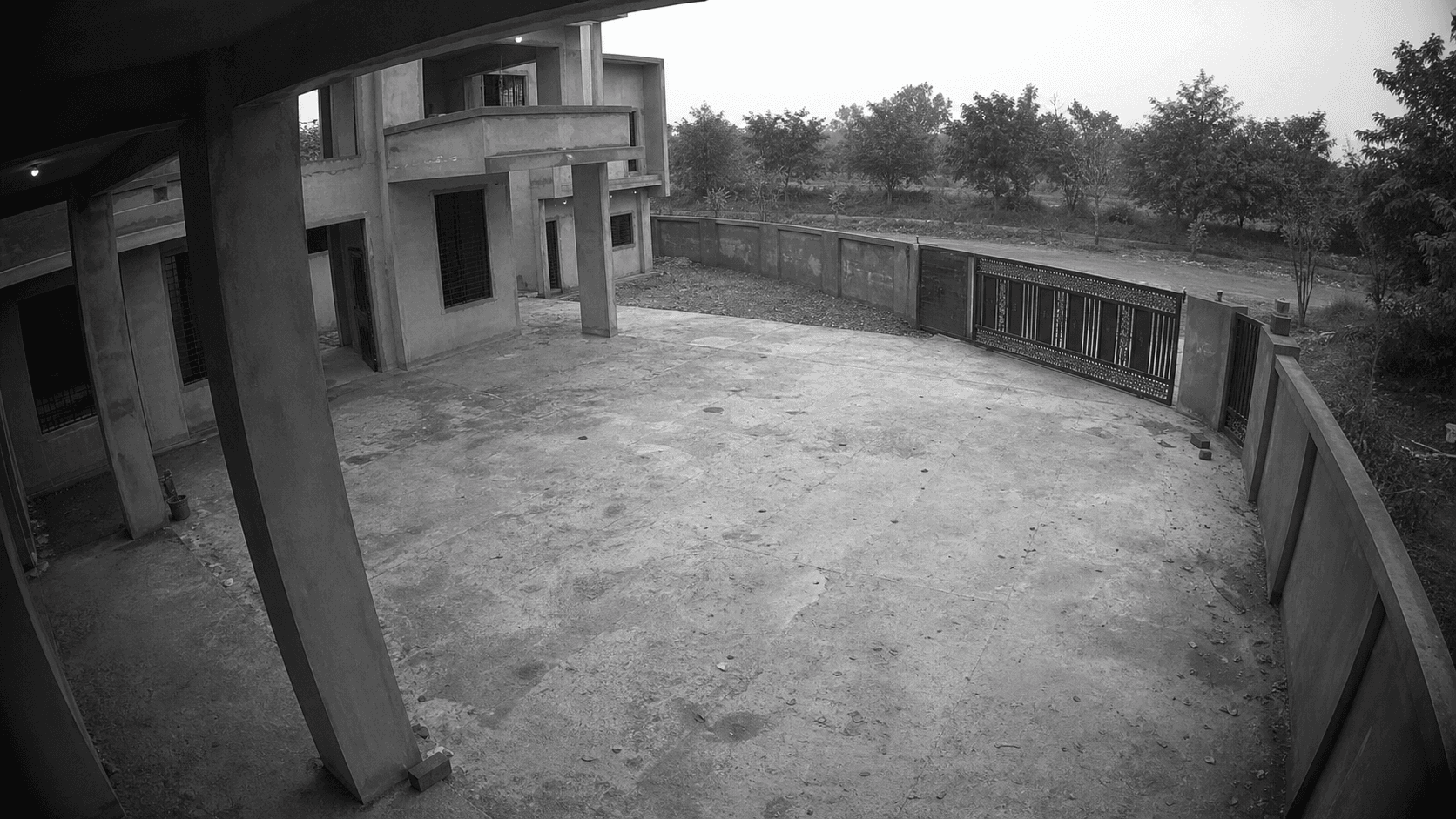 Black-and-white live construction view from camera 2